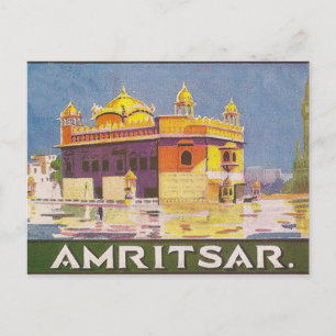 Amritsar-Stadt, goldener Tempel, Indien, Vintag Postkarte
