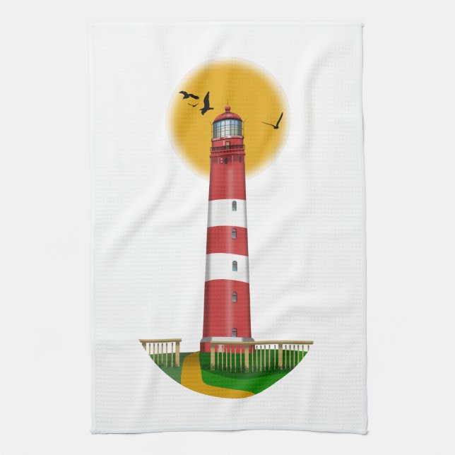 Amrum Lighthouse Deutschland Geschirrtuch (Vertikal)