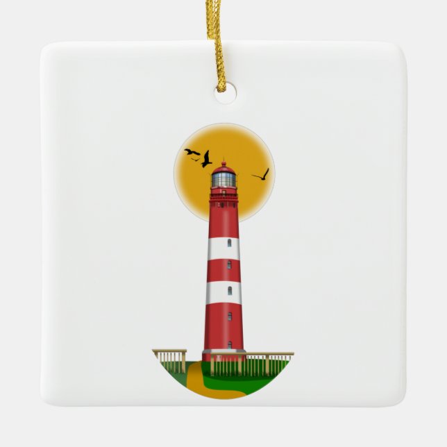 Amrum Lighthouse Deutschland Keramikornament (Vorderseite)