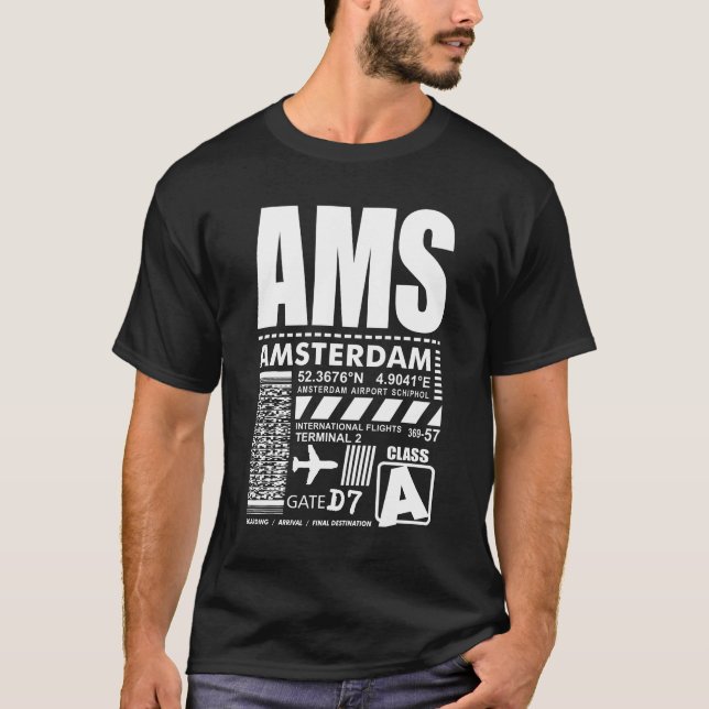 AMS Schiphol Amsterdam Airport T-Shirt (Vorderseite)