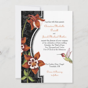 Amsel-Holunder-Kolibri-Hochzeitseinladung Orange Einladung