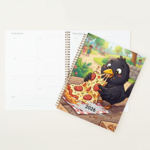 Amsel Krähe Rabe isst Pizza   Personalisieren Planer