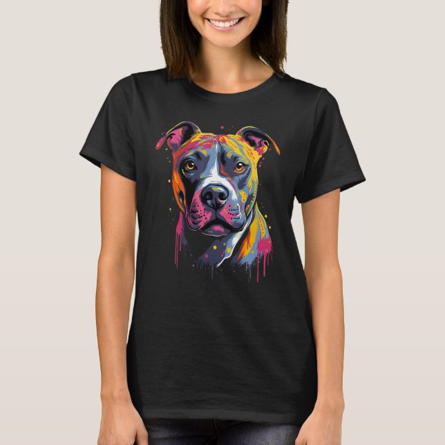 Amstaff American Staffordshire Terrier Colorful Pu T-Shirt (Vorderseite)