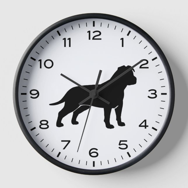 AmStaff American Staffordshire Terrier Silhouette Uhr (Vorderseite)