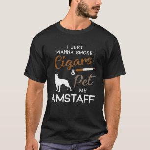 Amstaff Dog Cigar Lover Eigentümer Weihnachtsfeie T-Shirt