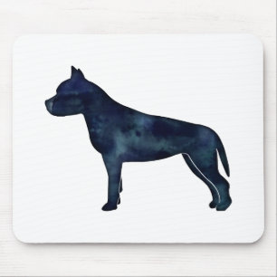 Amstaff Hund Silhouette Schwarzes Wasser Mousepad