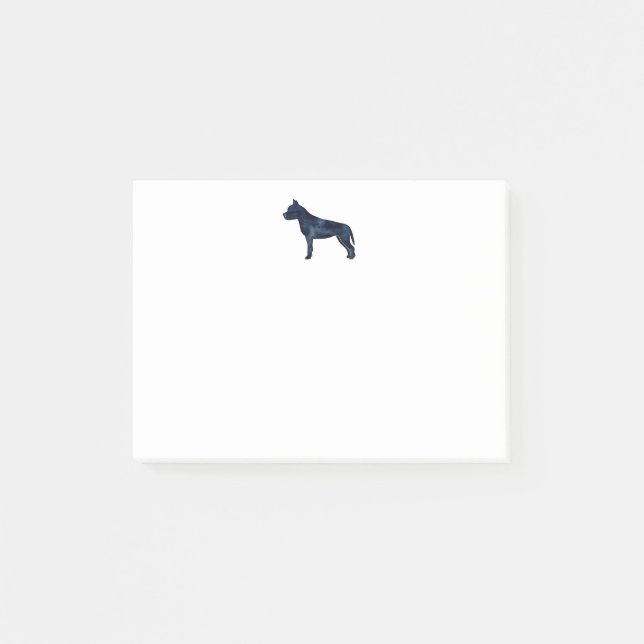 Amstaff Hund Silhouette Schwarzes Wasser Post-it Klebezettel (Vorderseite)