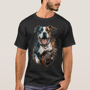 Amstaff spielt Gitarre American Staffordshire Terr T-Shirt