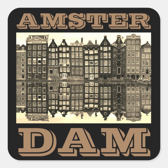 Amster Dam Poster Quadratischer Aufkleber (Vorderseite)