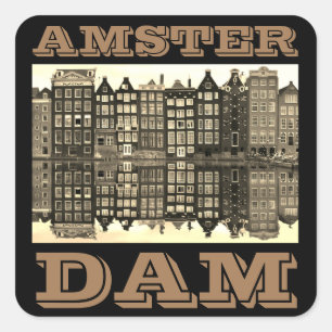 Amster Dam Poster Quadratischer Aufkleber