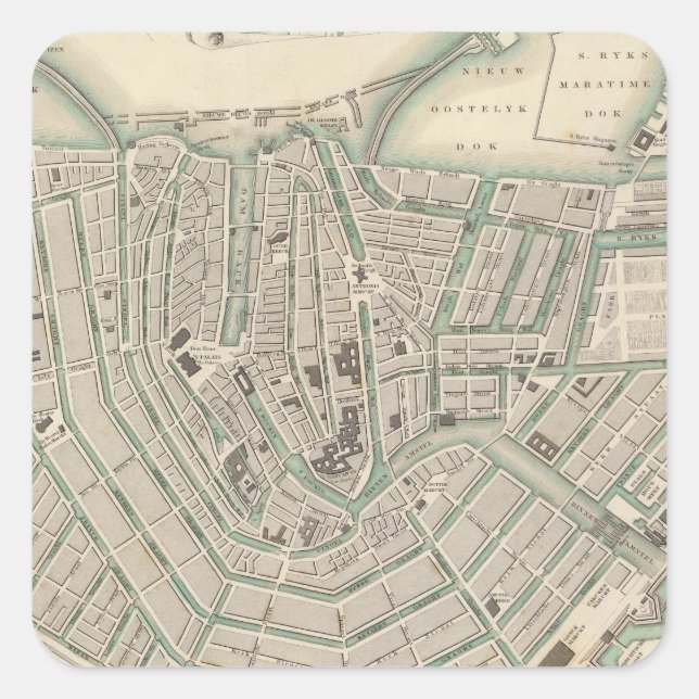 Amsterdam 2 quadratischer aufkleber (Vorderseite)
