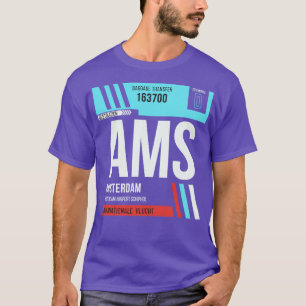Amsterdam AMS Airport Code Gepäck Tag 2 T-Shirt