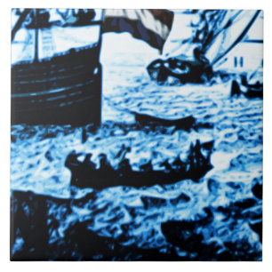 Amsterdam Antike Schiffe Delftware Vintage-Look C1 Fliese