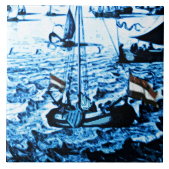 Amsterdam-Antike versendet Delftware Vintagen Fliese (Vorderseite)