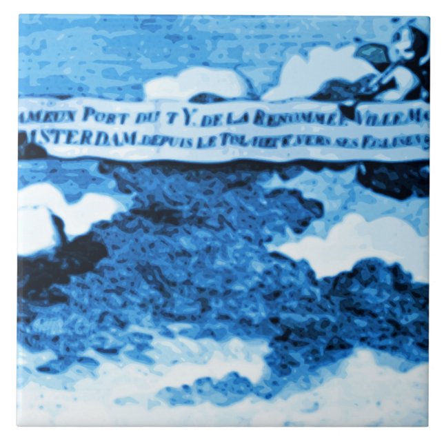 Amsterdam-Antike versendet Delftware Vintagen Fliese (Vorderseite)