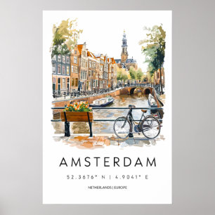 Amsterdam Aquarell Poster Amsterdam Reise Druck