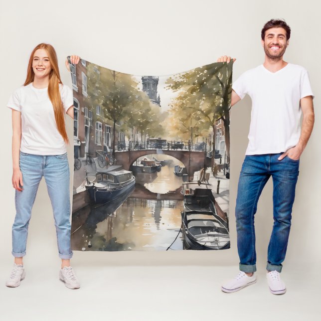 Amsterdam Aquarellmalerei Fleecedecke (Beispiel)