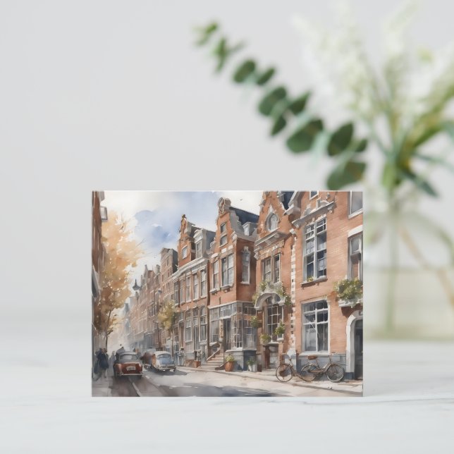 Amsterdam Aquarellmalerei Postkarte (Stehend Vorderseite)