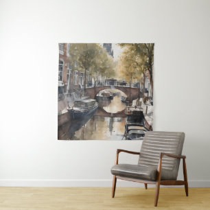Amsterdam Aquarellmalerei Wandteppich
