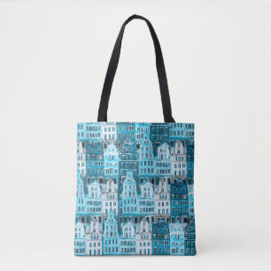 Amsterdam Architektur, blaue Aquarelltextur.