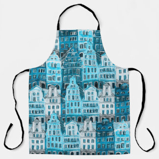 Amsterdam Architektur, blaue Aquarelltextur. Schürze