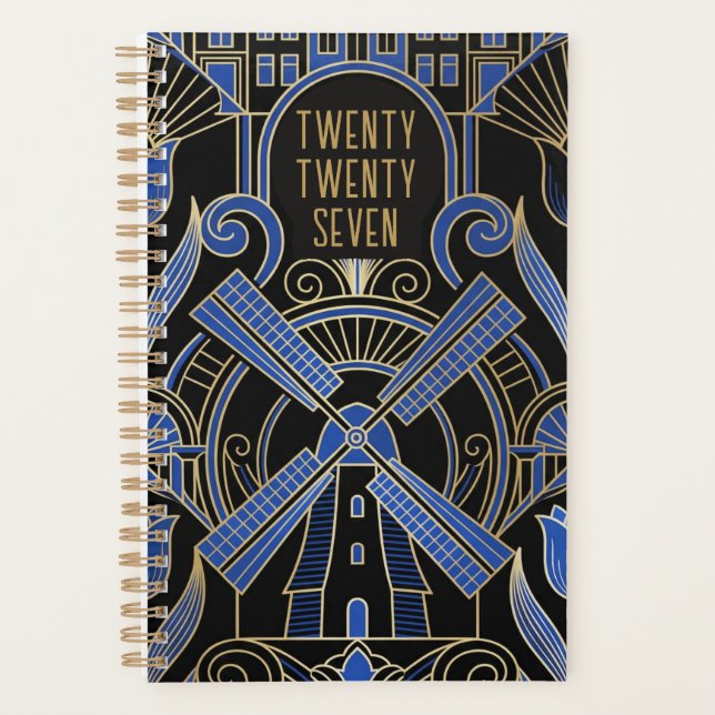Amsterdam Art Deco | Personalisierte Windmühlen Planer (Vorderseite)