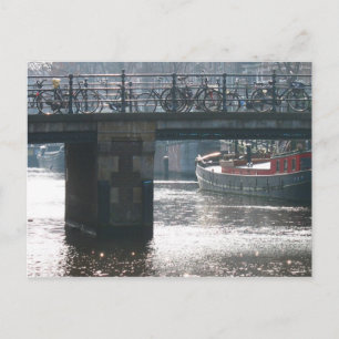 Amsterdam Bicycle Bridge Canal Foto Postkarte