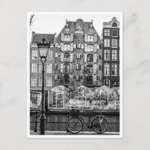 Amsterdam Blumenmarkt Fahrrad Laterne Schwarz & We Postkarte