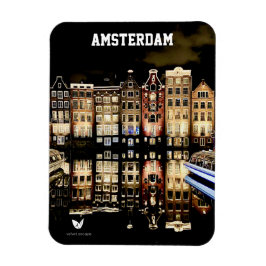 Amsterdam by night - Kühlschrankmagnet Magnet
