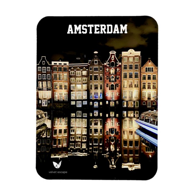 Amsterdam by night - Kühlschrankmagnet Magnet (Vertikal)