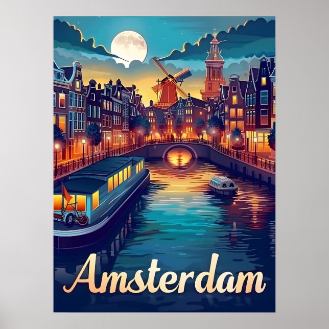 Amsterdam by Night Poster (Vorne)
