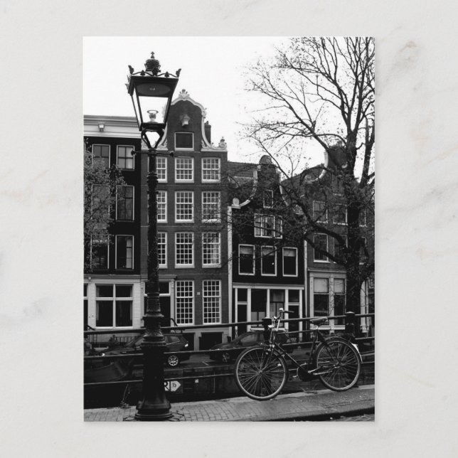 Amsterdam Canal Bike Black and White Postkarte (Vorderseite)
