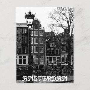 Amsterdam Canal Bike Black and White Postkarte
