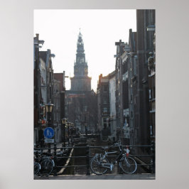 Amsterdam Canal Bike Church Holland Foto Poster