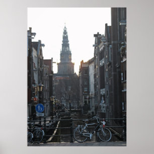 Amsterdam Canal Bike Church Holland Foto Poster