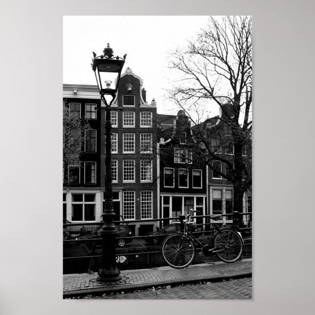 Amsterdam Canal Black and White Foto Poster (Vorne)