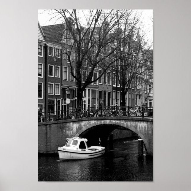 Amsterdam Canal Black and White Foto Poster (Vorne)