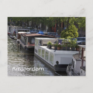 Amsterdam Canal House Boats Postcard Postkarte