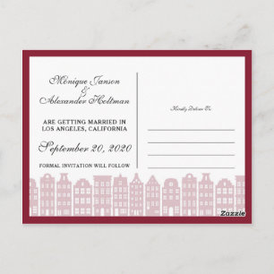 Amsterdam Canal Houses Dutch Save the Date Marsala Postkarte