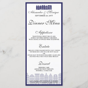 Amsterdam Canal Houses Dutch Wedding Dinner Menu Menükarte