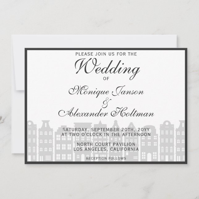 Amsterdam Canal Houses Dutch Wedding Einladung (Vorderseite)