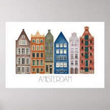 Amsterdam Canal Illustriert Art Print