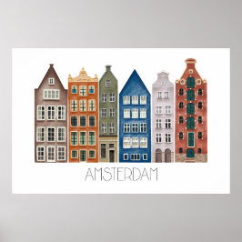 Amsterdam Canal Illustriert Art Print Poster