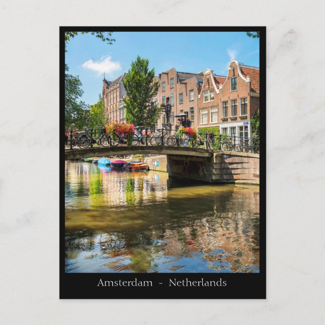 Amsterdam Canal, Niederlande Postkarte (Vorderseite)