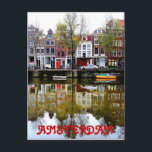 Amsterdam Canal Rainy Spring Day Postkarte<br><div class="desc">Hallo ! Hoffe,  dass dir dieses Foto,  das ich genommen habe! Füge deinen eigenen Text hinzu und Karo meine Shops für mehr!</div>