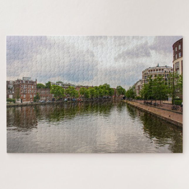 Amsterdam Canal Reflektion, Niederlande Puzzle (Horizontal)