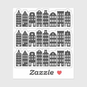 Amsterdam Canal Row Houses Dutch Grachtenpanden Aufkleber