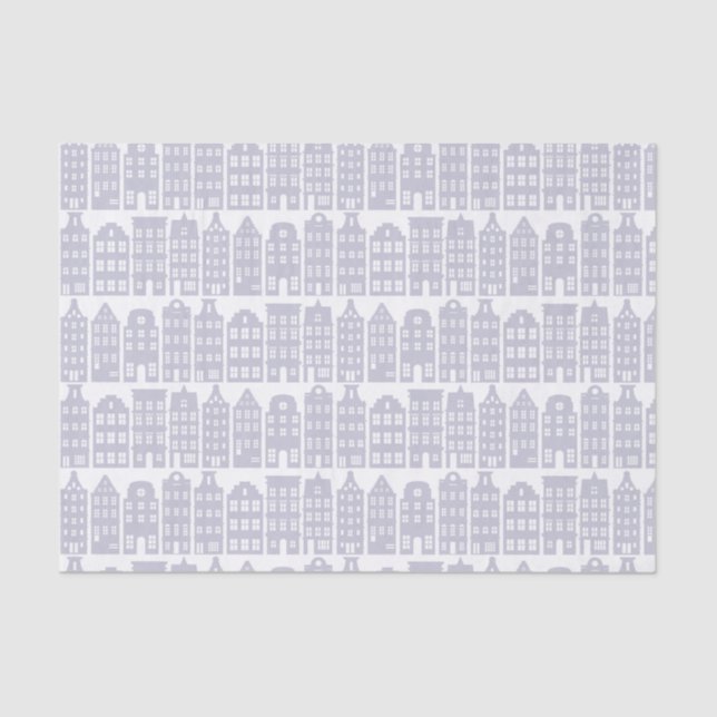 Amsterdam Canal Row Houses Light Blue Pattern Seidenpapier (Vorderseite)