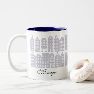 Amsterdam Canal Row Houses Personalisiert Light Bl Zweifarbige Tasse