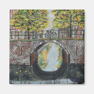 Amsterdam Canal Scene im Herbst Magnet
